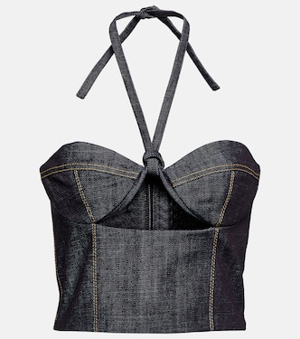 Bustier Aspos en denim con abertura | The Mannei