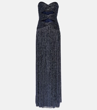 Moreau cut-out metallic plissé gown | Costarellos