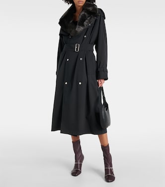 Faux fur-trimmed cotton-blend trench coat | Burberry
