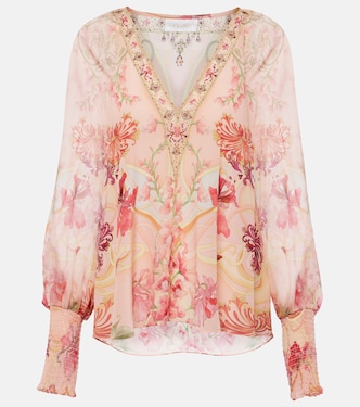 Blusa Blossoms and Brushstrokes in seta | Camilla