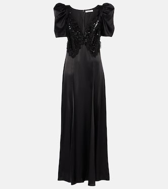 Lace-trimmed silk-blend charmeuse maxi dress | Rodarte