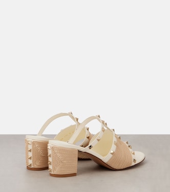 Rockstud leather and raffia mules | Valentino Garavani