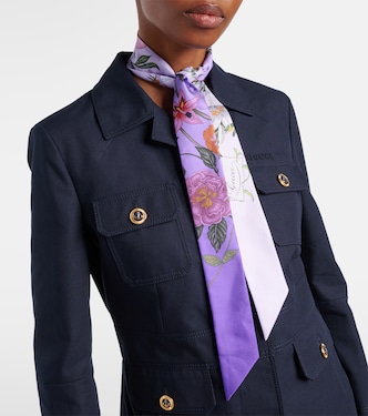 Sciarpa in twill di seta con stampa floreale | Gucci