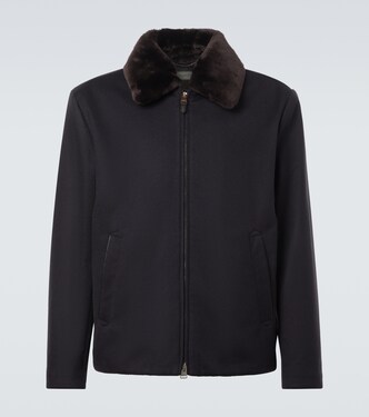 Shearling-trimmed cashmere jacket | Canali