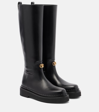 VLogo leather knee-high boots | Valentino Garavani