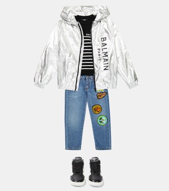 Logo metallic technical jacket | Balmain Kids