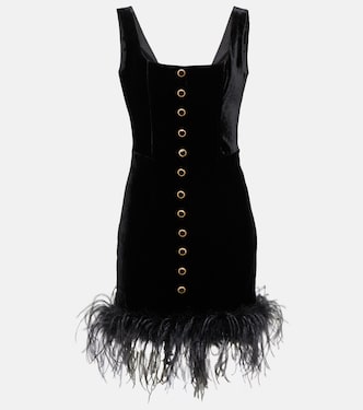 Feather-trimmed velvet minidress | Alessandra Rich
