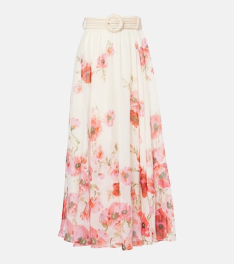 Falda larga Lightburst de algodón y seda | Zimmermann