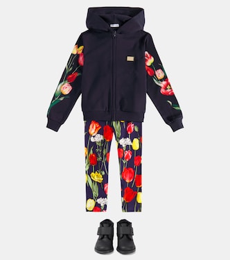 Legging en coton mélangé à fleurs | Dolce&Gabbana Kids