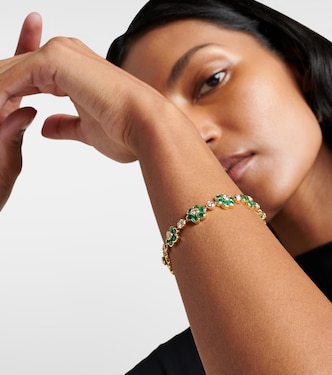 Bracciale Flora in oro 18kt con smeraldi e diamanti | Anita Ko