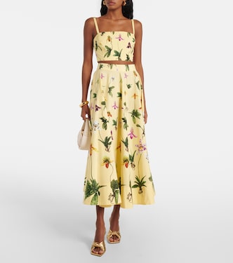 Top cropped in popeline di misto cotone | Oscar de la Renta