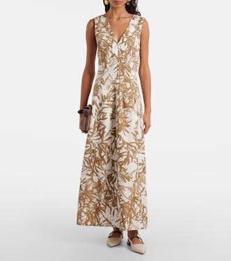 Robe midi imprimée en coton | Brunello Cucinelli