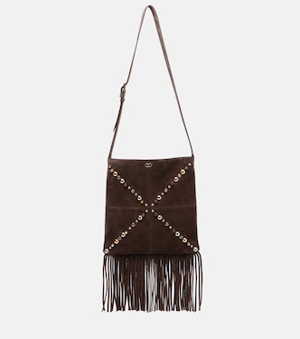 Borsa a spalla Nellcote in suede con decorazioni | Valentino Garavani