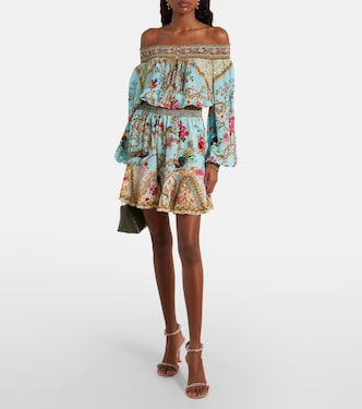 Embellished off-shoulder silk crêpe minidress | Camilla