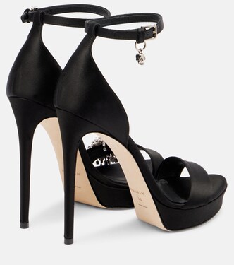 Jewel embellished satin platform sandals | McQueen