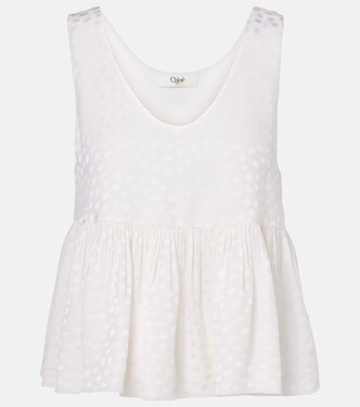 Polka-dot peplum silk top | Chloé