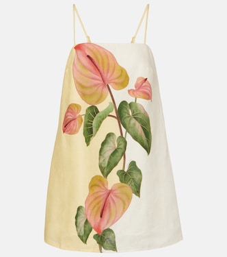 Minikleid Anturium Golden aus Leinen | Farm Rio