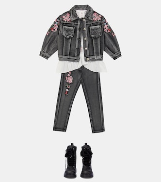 Embroidered denim jacket | Monnalisa