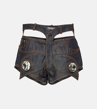 Shorts di jeans con cristalli | Area