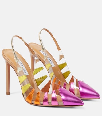 Salones destalonados Hot Rumor 105 de piel metalizada y PVC | Aquazzura