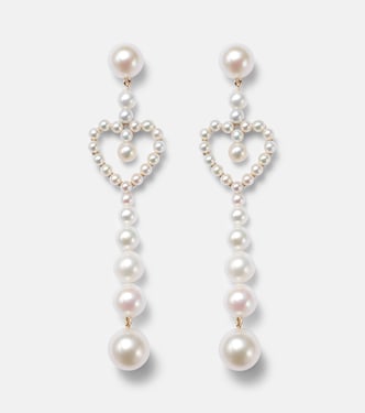 Boucles d'oreilles Pearl Heart en or 14 ct à perles | Sophie Bille Brahe
