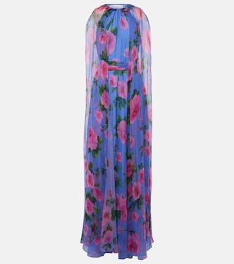 Floral caped halterneck silk gown | Carolina Herrera