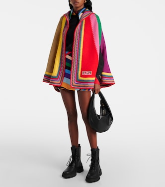 Colorblocked knitted wool poncho | Pucci