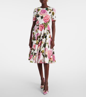 Abito midi in cotone con stampa floreale | Dolce&Gabbana