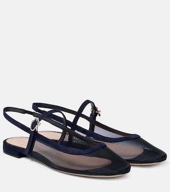 Leather-trimmed organza ballet flats | Gianvito Rossi