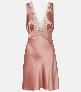 Lace-trimmed silk satin minidress | Chloé