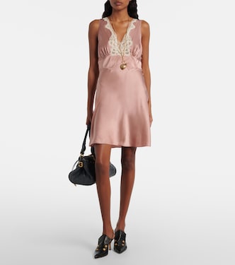 Lace-trimmed silk satin minidress | Chloé