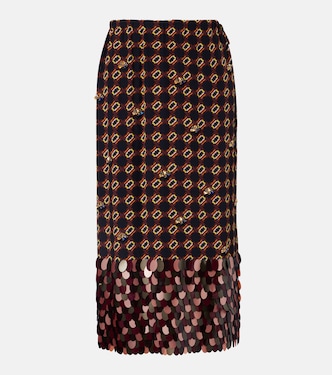 Gonna midi in seta con paillettes e stampa | Dries Van Noten