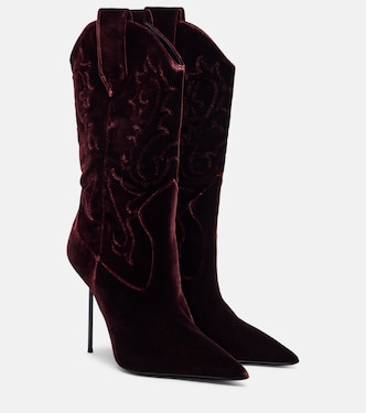 Lidia 105 velvet mid-calf boots | Paris Texas