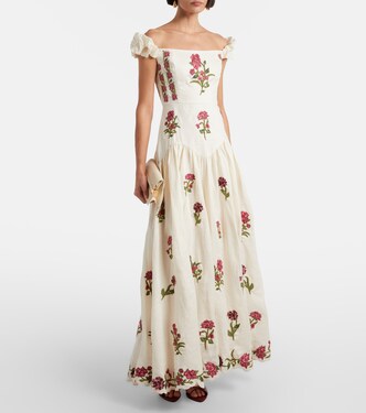 Siembra embroidered linen maxi dress | Agua by Agua Bendita