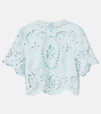 Awaken embroidered linen crop top | Zimmermann