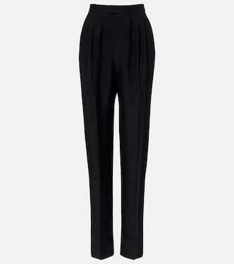 Pleated silk straight pants | Saint Laurent