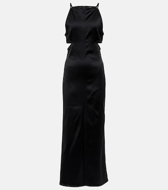 Swallow neck satin maxi dress | Courrèges