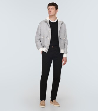 Checked linen, wool and silk jacket | Brunello Cucinelli