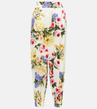 Pantalon tapered en coton à fleurs | Dolce&Gabbana
