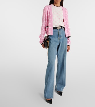 Cárdigan de algodón en intarsia con GG | Gucci