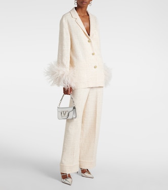 Pantalon ample en tweed à sequins | Valentino