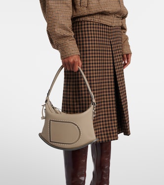 Pin Swing Surpiqué mall leather shoulder bag | Delvaux