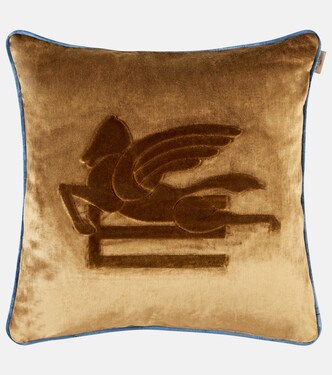 Pegaso embroidered velvet cushion | Etro