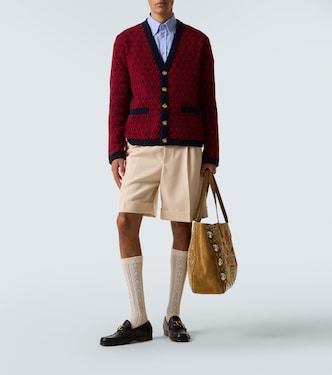 Cardigan Toute La V en jacquard de laine vierge | Valentino