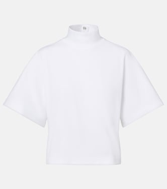 High-neck cotton jersey T-shirt | Alaïa