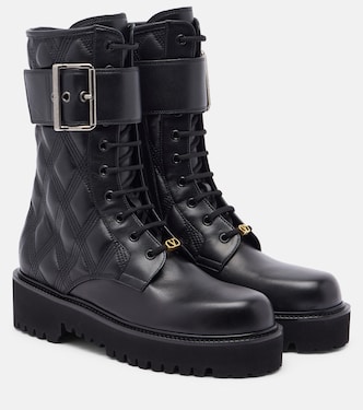 Quiltie 67 leather combat boots | Valentino Garavani