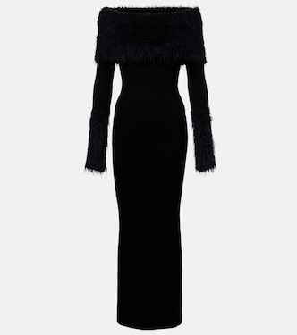 Ribbed-knit faux fur-trimmed maxi dress | Jean Paul Gaultier