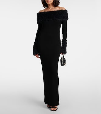 Ribbed-knit faux fur-trimmed maxi dress | Jean Paul Gaultier