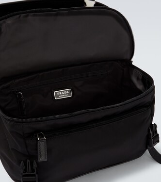 Re-Nylon leather-trimmed shoulder bag | Prada