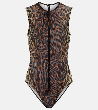 Leopard-print mesh bodysuit | Alex Perry
